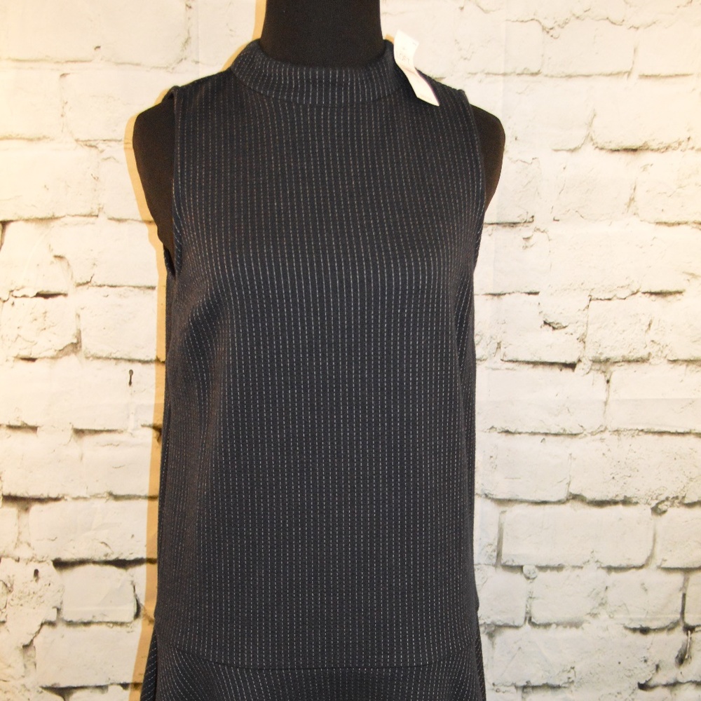 Ann Taylor Loft Blue Mock Neck Peplum Dress Small